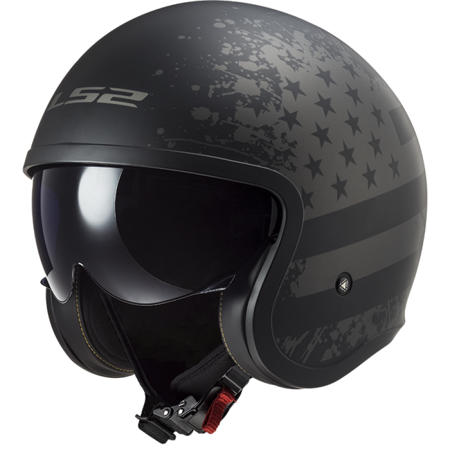 LS2 OF599 SPITFIRE II MATT BLACK FLAG-06