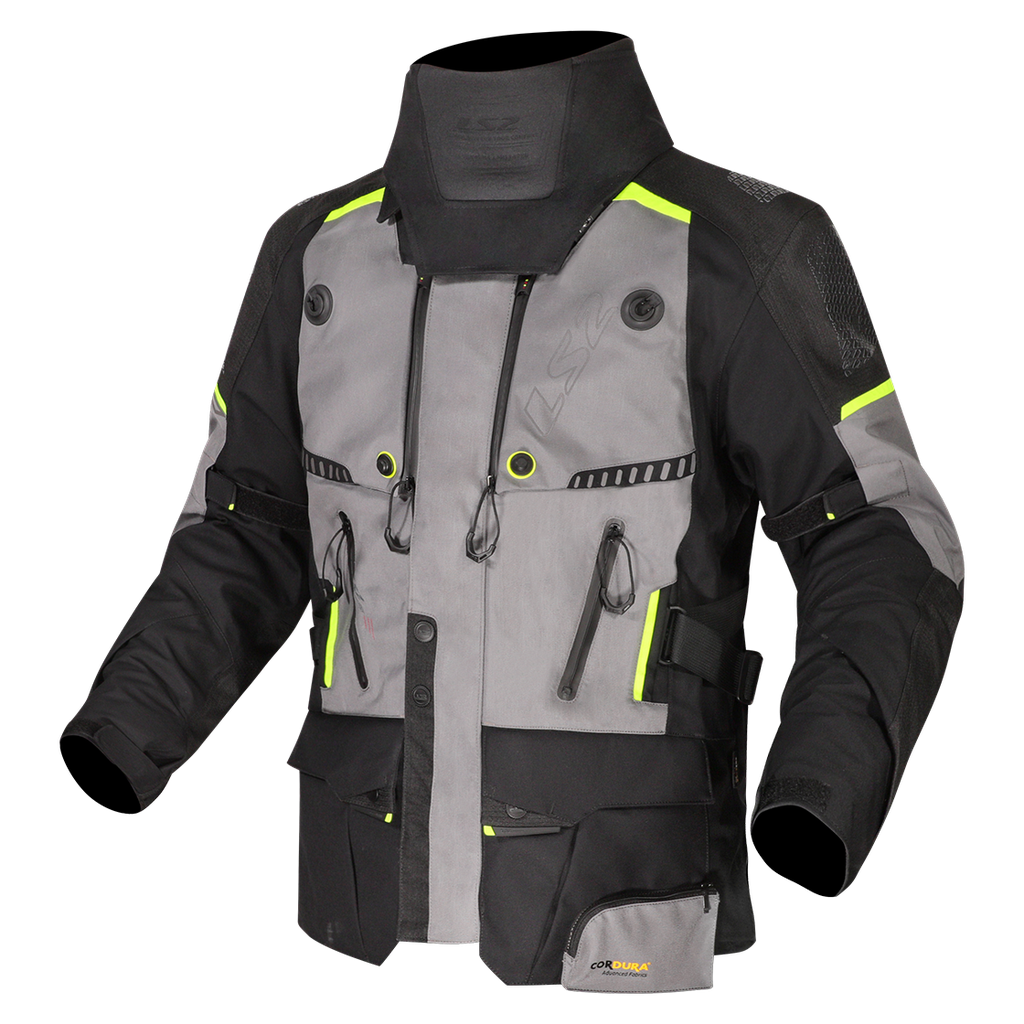 LS2 APOLLO MAN JACKET BLACK DARK GREY H-V YELLOW