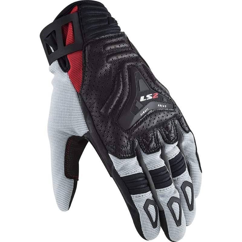 LS2 ALL TERRAIN MAN GLOVES BLACK GREY RED