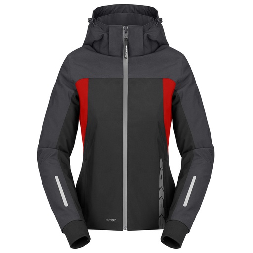 Spidi HOODIE H2OUT II LADY Black/Anthracite/Fluo Red