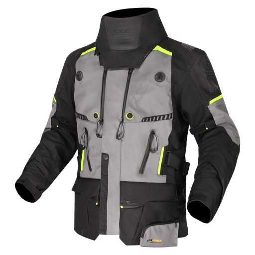 LS2 APOLLO MAN JACKET BLACK DARK GREY H-V YELLOW