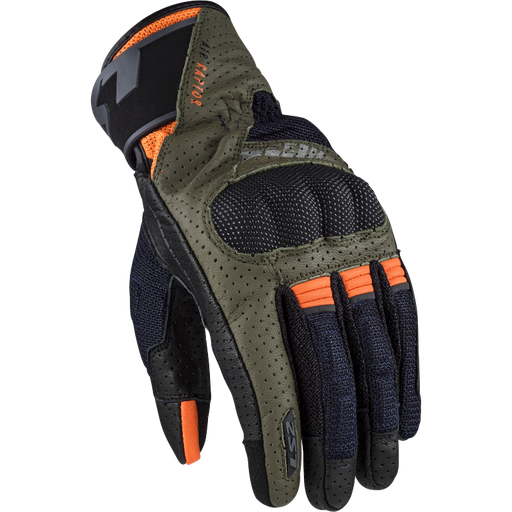 LS2 AIR RAPTOR MAN GLOVES GREEN BLUE H-V ORANGE
