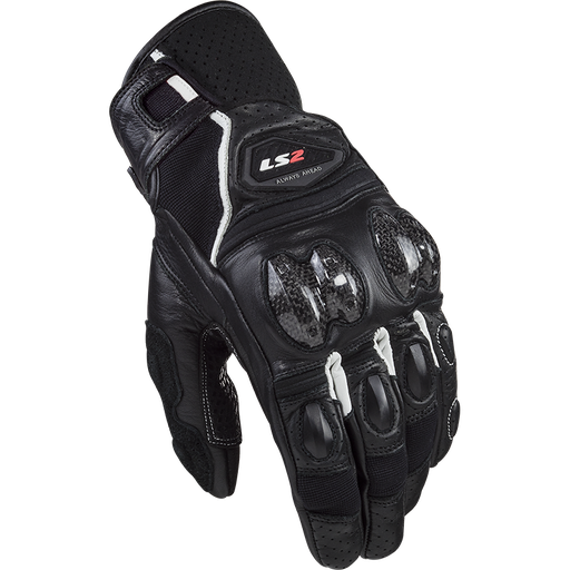 LS2 SPARK 2 LEATHER MAN GLOVES BLACK WHITE